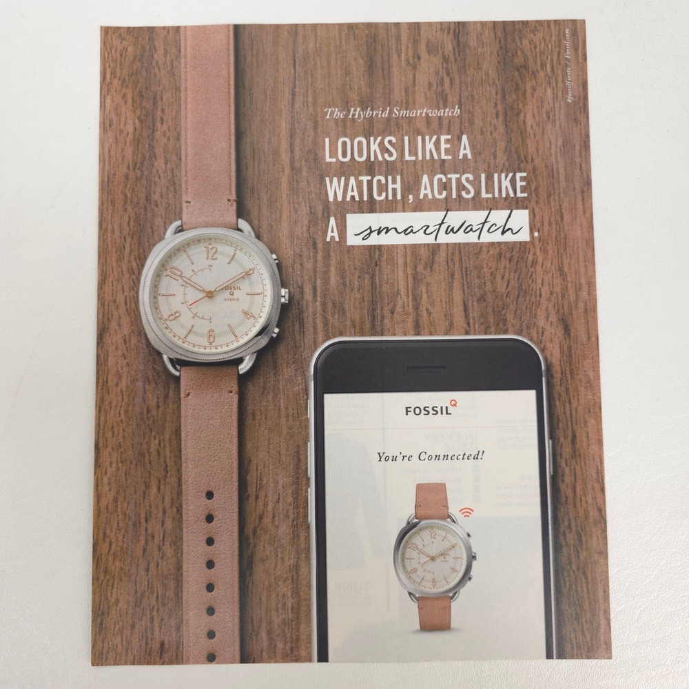 Fossil Q Hybrid Smartwatch Print Ad Watch Collector Display Tech Wall Art Decor